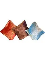 Lot of Three Cushion Covers from Banaras with Dense Tanchoi Weave