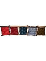 Lot of Five Cushion Covers from Hyderabad with Ikat Weave