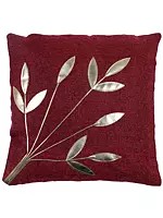 Cushion Cover with Applique Leaves