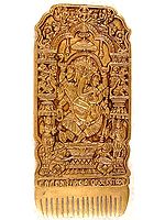 6" Ganesha Comb with Embracing Radha Krishna in Reverse In Brass | Handmade | Made In India