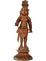 11" Toddler Krishna with Butter Ball In Brass | Handmade | Made In India