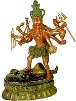 27" Ten-Armed Goddess Kali Brass Statue | Handmade Mahakali Idol