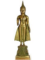 14" Sukhothai Buddha In Brass | Handmade | Made In India