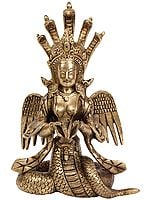 8" Naga Kanya (The Snake Woman) In Brass | Handmade | Made In India