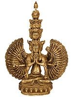 12" Tibetan Buddhist Deity Eleven Headed Avalokiteshvara In Brass | Handmade | Made In India