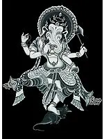 Black Thangka of Nrittya Ganesha