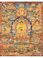 (Tibetan Buddhist) Gautam Buddha with Scenes from His Life
