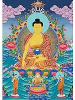 Shakyamuni Buddha with Begging Bowl and Two Main Disciples Shariputra and Maudgalyayana
