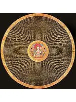 Tibetan Buddhist Goddess White Tara Mandala with Syllable Mantra (Large Size)