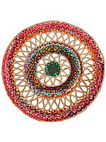 Eco-Rainbow Hand-Crafted Upcycled Jute and Cotton Circular Meditation Mat