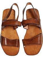 Brown Triple-Strapped Sandals for Men