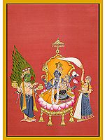 Garuda Paying Obeisance to Lakshmi Vishnu with Nectar Flasks