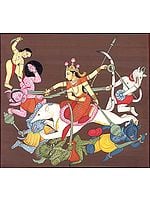 Goddess Durga Slaying Demons