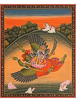 Sri Vishnu and Lakshmi on Garuda