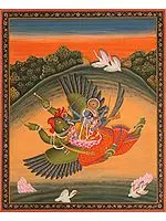 Sri Vishnu and Lakshmi on Garuda