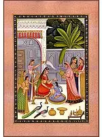 Baby Krishna Resists His Bath