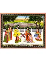 Radha and Krishna Playing the Game of Chaupara