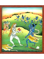 Goddess Kali Dancing with Her Companions to the Tune of Lord Shiva's Damaru