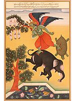 Garuda Flying Off with Tree Branch Carrying Yogis (An Episode from the Mahabharata)