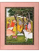 Gopis Pleasing Krishna | Water Color Painting on Paper