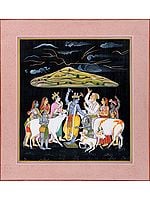 Lord Krishna Lifts Mount Govardhan