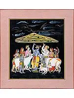 Lord Krishna Lifts Mount Govardhan