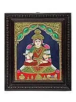 Handmade Maa Annapurna Tanjore Painting | Traditional Colors with 24K Gold | Teakwood Frame