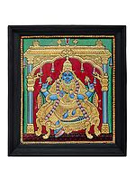Dhanvantari Tanjore Painting | Traditional Colors with 24K Gold | Teakwood Frame