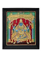 Dhanvantari Tanjore Painting | Traditional Colors with 24K Gold | Teakwood Frame