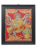 Urdhva Tandav (Dancing Shiva) Tanjore Painting | Traditional Colors With 24K Gold | Teakwood Frame | Gold & Wood | Handmade | Made In India