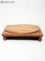 11" Square Shaped Wooden Pedestal/Chowki