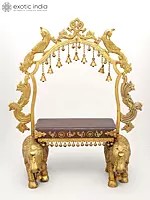 26" Home Temple Altar with Prabhavali and pedestal on Two Elephants Stand