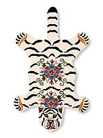 Star-White Handmade Tiger Shaped Tufted Yogic Asana Mat from Mirzapur