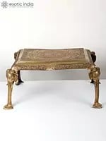 24" Brass Elephant Design Pedestal/Chowki