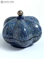 3" Hand-Painted Pumpkin Shaped Box | Papier Mache Craft from Kashmir