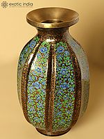 11" Superfine Papier Mache Flower Vase with Brass Inside | Hand Painted | From Kashmir