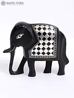 4" Calm Elephant | Bidri Artwork | Gunmetal With Real Silver