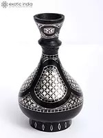 4" Floral Flower Vase - Bidri Artwork | Gunmetal With Real Silver