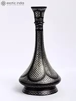 9" Shehnai Flower Vase With Silver Work | Bidri Artwork | Gunmetal