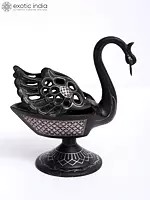 4" Beautiful Swan for Home - Bidri Work | Gunmetal with Real Silver