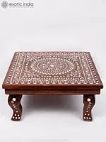 15" Beautiful Designer Puja Chowki In Wood