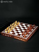 Teakwood Chess Board Box with Inlay Work