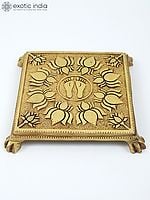 8" Charan Engraved Lotus Design Brass Pedestal/Chowki
