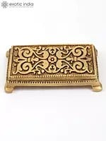 Rectangular Shape Peacocks Design Brass Chowki/Pedestal