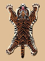 Brown-Sugar Tibetan Tiger Shaped Handmade Tufted Yogic Asana Mat from Mirzapur