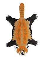 Rainbow Handmade Red-Panda Tufted Yogic Asana Mat from Mirzapur