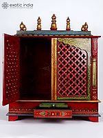 35" Designer Puja Temple in Wood | Wall Hanging
