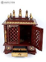24" Hand-Painted Designer Temple with Double Doors | Wall Hanging
