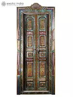 96" Large Hand-Painted Floral Design Entrance Door