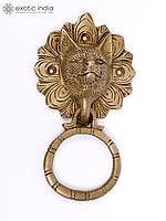 7" Cat Face Brass Door Knocker
